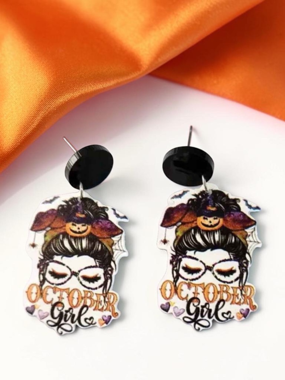 NWT October Girl Halloween Earrings Fall Spooky Acrylic Dangle
